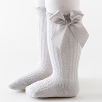 Children's  Bowknot Decor Knee-High Stockings  Grey