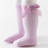 Children's  Bowknot Decor Knee-High Stockings  Purple