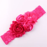 Baby 3D Floral Color-block Headwear  Hot Pink