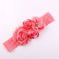 Baby 3D Floral Color-block Headwear  Dark Pink