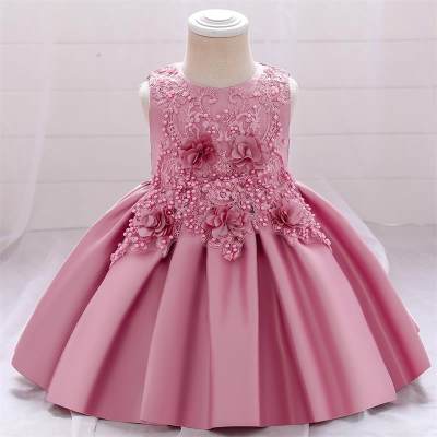Toddler Girls Party Floral Solid Color Formal Sleeveless Dress