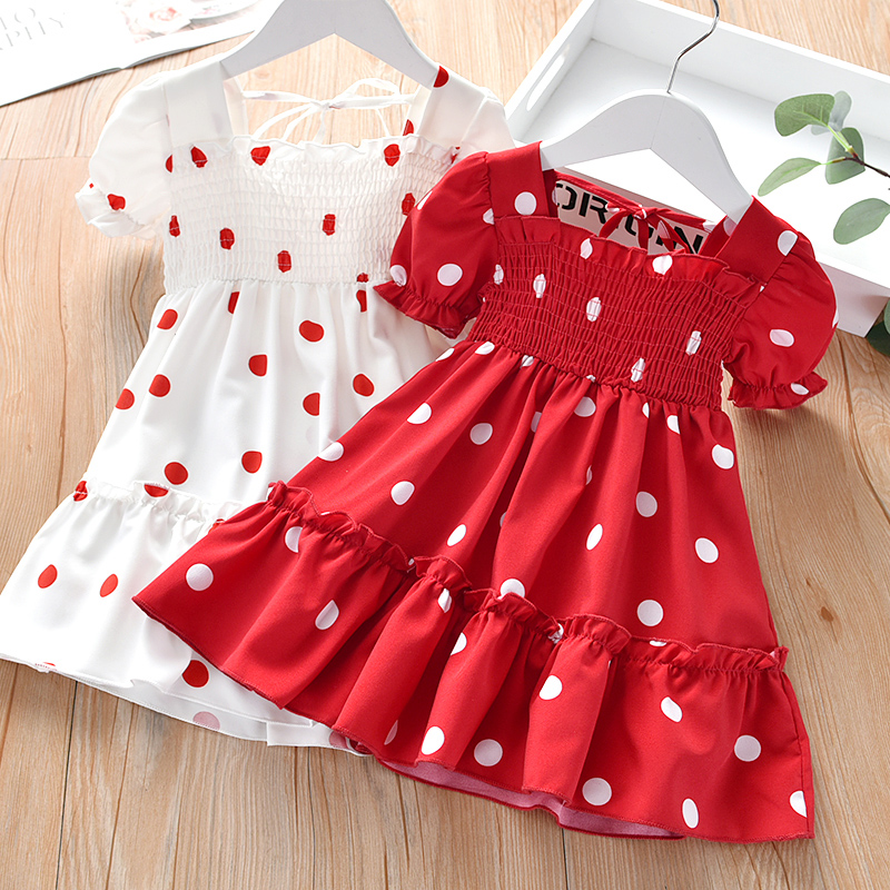 kids red polka dot dress