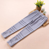Kid Girl Floral Embroidered leggings  Gray
