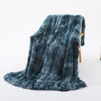 Long Woolen Blanket Double Cover Blanket Sofa Cover Napping Blanket  Blue
