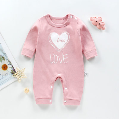 Macacão de mangas compridas com padrão em formato de coração para bebês