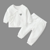 Baby Solid Color Long Sleeves Pajamas Top & Pants  White