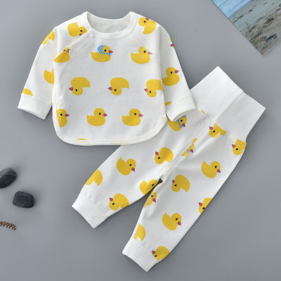 Baby Duck Print Pijama de manga larga Top y pantalones