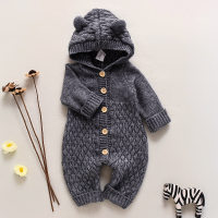 Baby Solid Color Long Sleeves Jumpsuit  Gray