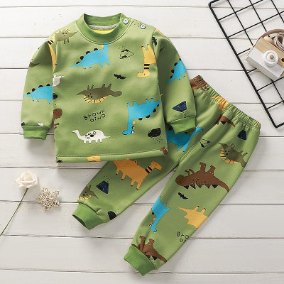 Set pigiama e pantaloni in cotone a blocchi di colore con animali da bambino