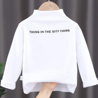 Toddler Girls Basic Letter Printed Solid Color Pure Cotton Long sleeve T-shirt  White