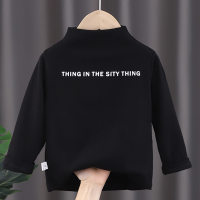 Toddler Girls Basic Letter Printed Solid Color Pure Cotton Long sleeve T-shirt  Black