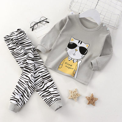 Toddler Girls Cotton Animal Color-block Pajamas Sets Top & Pants