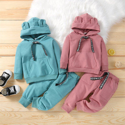 Toddler Girls Casual Letter Solid Top & Pants Suit