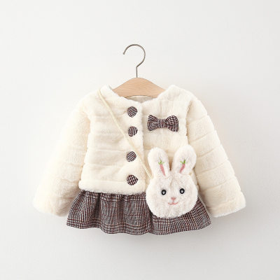 Toddler Girls Cute Plaid Color-block Extra Thick Coat