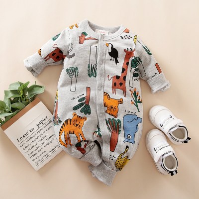 [Anasala Selected]hibobi Baby Boy Animal Pattern Long Sleeve Jumpsuit