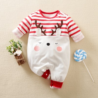 hibobi - Mono de manga larga con estampado de alces y rayas navideñas para bebé niña