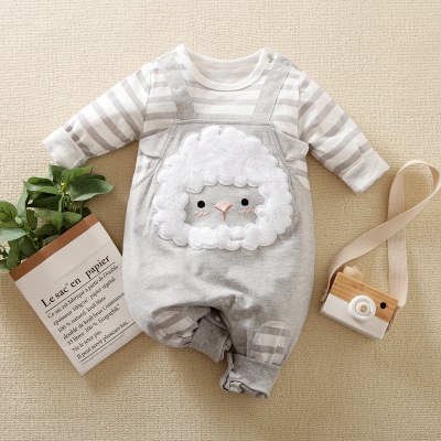 hibobi - Mono de manga larga a rayas con estampado de oveja para bebé niño