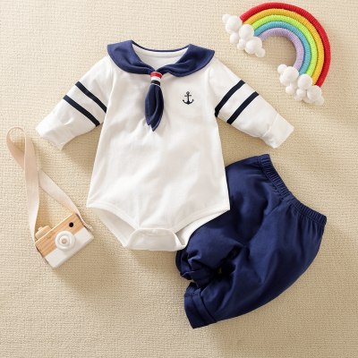 hibobi Baby Navy Collar Long Sleeve Romper & Pant