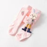 Baby Girl Sweet Cartoon Decor Leggings  Pink