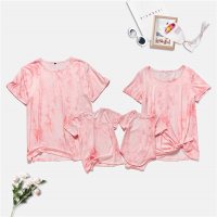 Whole Family Tie-dye T-Shirt & Baby Romper  Pink