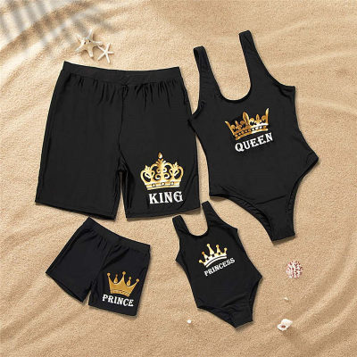 Summer Crown Pattern Print Family Matching Swimsuit