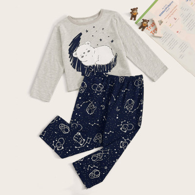 Toddler Boy Cotton Animal Color-block Top & Pants Pajamas Sets