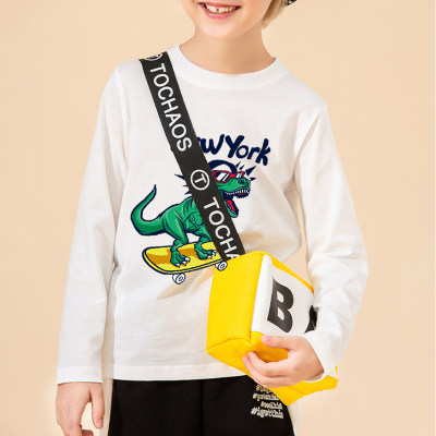 Camiseta infantil para meninos dinossauros com estampa de pulôver