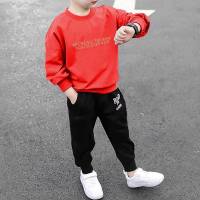 Kid Boy Letter Print Casual Sweater & Pants  Red