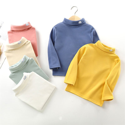 Camiseta de manga larga de algodón dulce básico Sweet Dralon sólido para niñas pequeñas