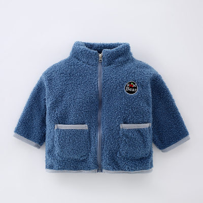 Jaqueta de lã de coral maciço com forro de lã para menino infantil