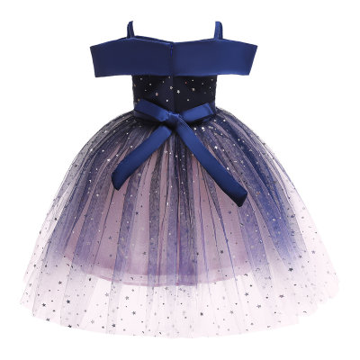 Toddler Girls Sweet Solid Gradient Pentagram Formal Dress