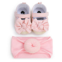 Baby Girl 2-Piece Bowknot Velcro Toddler Shoes  Pink