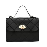 Petit sac carré rayé en diamant pour femmes, sacs à main de style coréen, sac à la mode  Noir