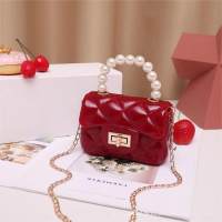 New jelly bag ladies handbags bag pearl hand jelly bag  Red