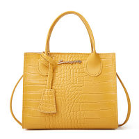 Bolso de mujer de verano con patrón de cocodrilo, marca de letras, color caramelo, colgante, color a juego, bolso de platino  Amarillo