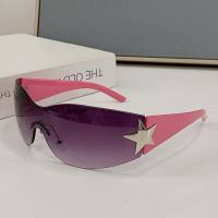 Nuevas gafas de sol de estrella de cinco puntas sin marco de una pieza Millennial hot girl street shot gafas y2k gafas de sol femeninas con personalidad europea y americana  Multicolor