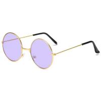 نظارة شمسية دائرية ريترو نظارة بإطار دائري عصري ملون وعدسات ملونة نظارة برنس  أرجواني