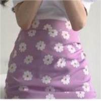 Coreano Chic fresco pequeño crisantemo falda de cola de pez Slim Fit media falda + parte inferior de manga de burbuja Top de punto  Multicolor