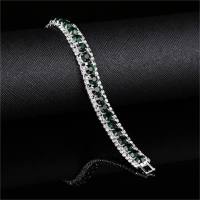 New Fashionable and Exquisite Bridal Wedding Accessories Full of Diamond Colorful Bracelets for Girls Jewelry  Deep Green