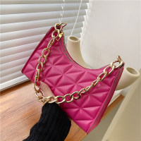 Bags women's new fashion Korean style diamond contrast color one-shoulder underarm bag handbag bag  Hot Pink
