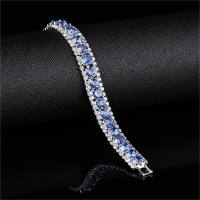 New Fashionable and Exquisite Bridal Wedding Accessories Full of Diamond Colorful Bracelets for Girls Jewelry  Light Blue