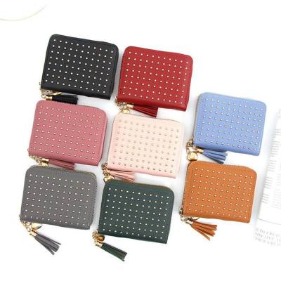 New Korean style ladies student wallet short fashion coin purse zipper small wallet tassel multi-function card holder