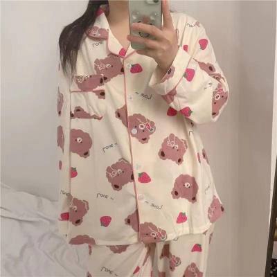 Cardigan pajamas women autumn and winter net celebrity cute long-sleeved two-piece suit casual Korean version spring and autumn princess style home clothes