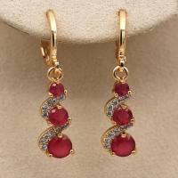 European and American hot selling new luxury fashion versatile zircon earrings classic temperament high-end long tassel earrings for women  Red