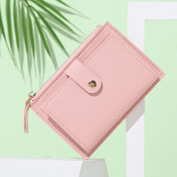 New Women's Wallet Short Wallet Women's Summer Thin Cute and Minimalist Student Zero Wallet Female Crowd Design  Pink