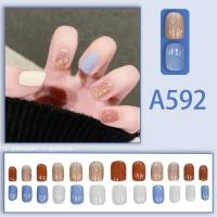 Winter fresh and simple pure lust style bride dance wear nails rainbow love rose fake nails  Style 4