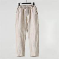 Cotton and linen pants summer linen pants thin loose large size nine-point casual pants  Apricot