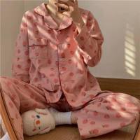 Cardigan pijama feminino outono e inverno net celebridade bonito manga longa terno de duas peças lazer primavera e outono estilo princesa roupas para casa  Multicolorido