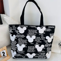 Cartoon printed canvas bags wholesale, student tutoring bags, artistic Chinese style, one shoulder, hand-held canvas bags, large  Black