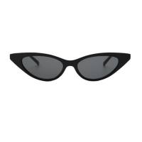 Nouvelles lunettes de soleil pour femmes, visage rond, lunettes de soleil œil de chat pour hommes, tendance, grand visage, lunettes fines à petite monture  Noir